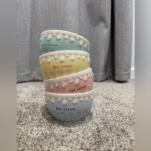 Vintage Smucker's Ceramic Pastel Ice Cream Bowls set of 4